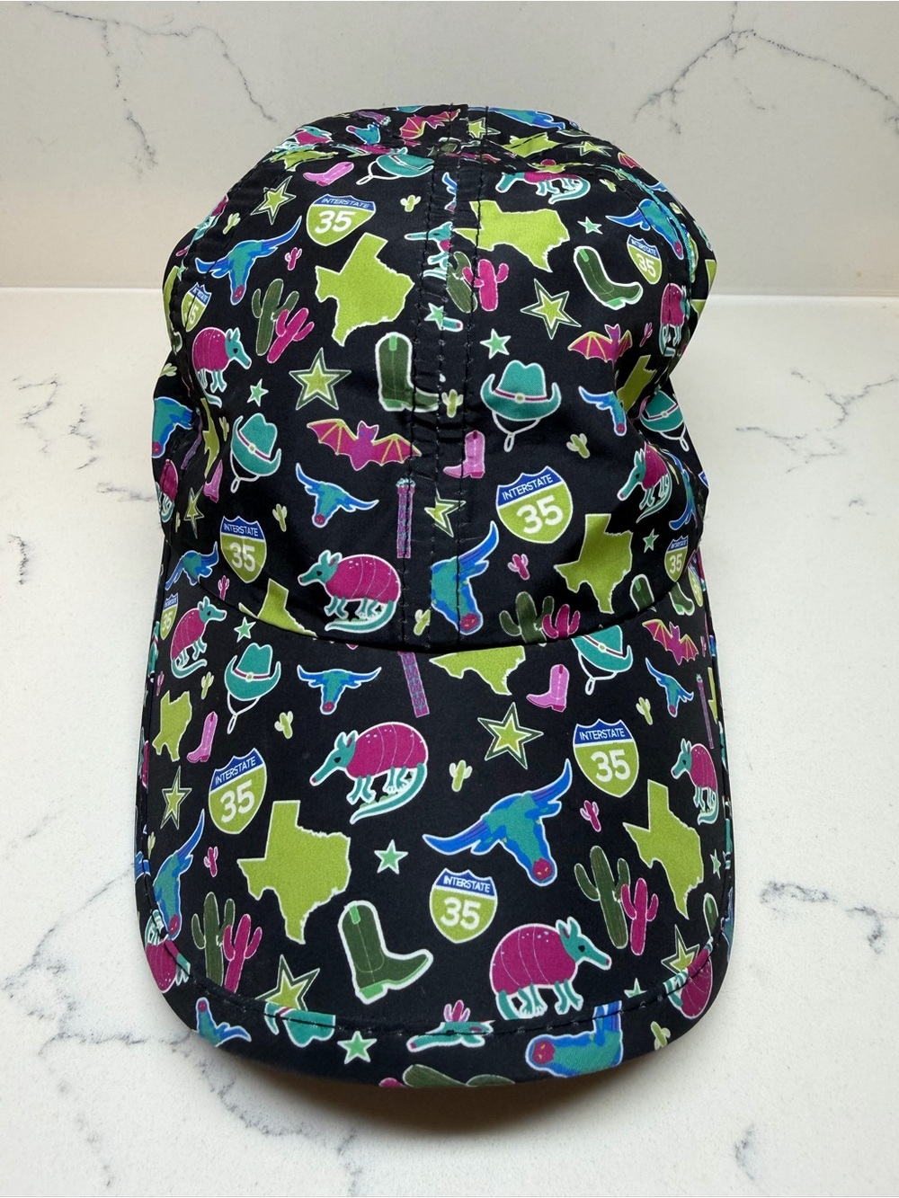 Black Multicolor Western/Texas-Print Sprints Running Cap